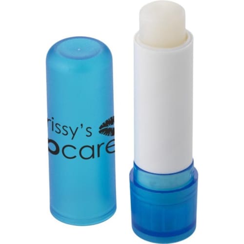 Logo-branded Lip Balm Stick with a printed design from Total Merchandise - Light Blue