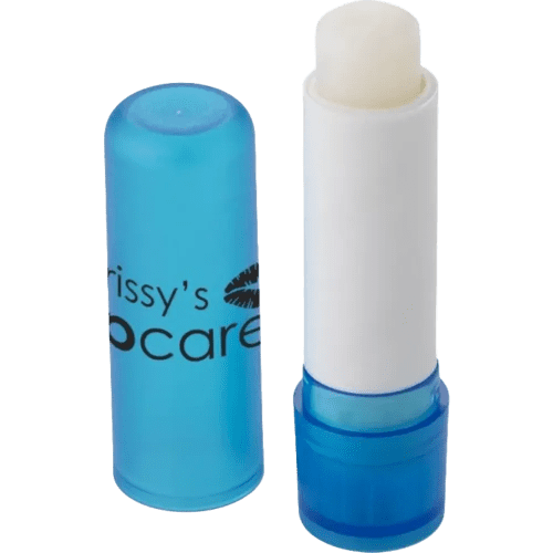 Logo-branded Lip Balm Stick with a printed design from Total Merchandise - Light Blue