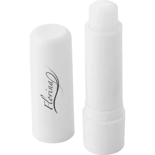 Custom Branded Lip Balm Stick with a printed design from Total Merchandise - White