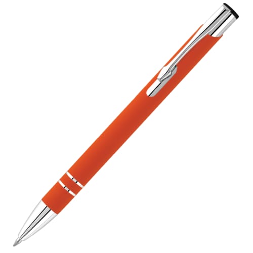 Promotional printed Electra Soft Ballpen with a branded design from Total Merchandise - Orange