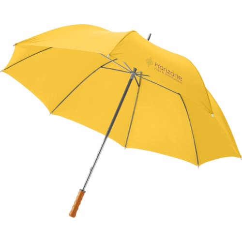 Branded 30" Gold Umbrella with Wooden Handle with a design from Total Merchandise