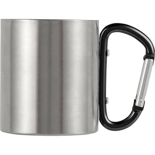 Promotional Carabiner Handle Stainless Steel Travel Mug with a design from Total Merchandise