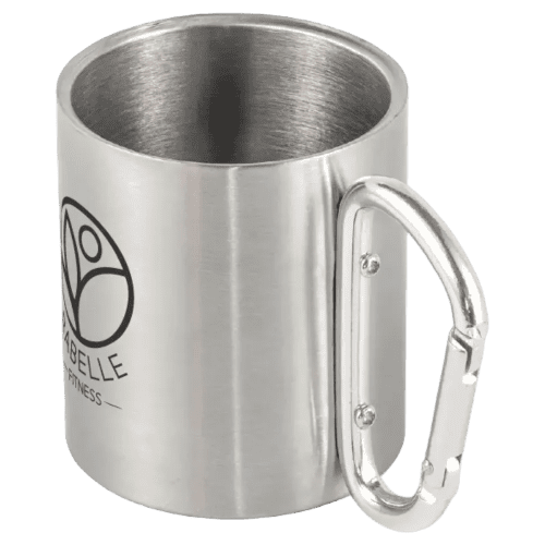 Branded Carabiner Handle Stainless Steel Travel Mug with a design from Total Merchandise