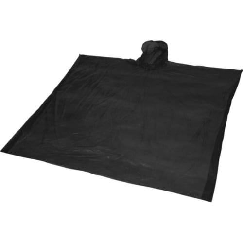 Custom-branded Disposable Rain Poncho in black from Total Merchandise