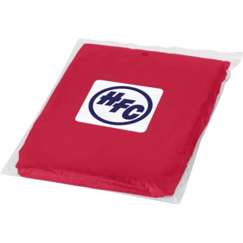 Branded Disposable Rain Poncho with a printed design from Total Merchandise