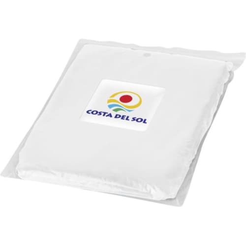 Logo-branded Disposable Rain Poncho with a printed design from Total Merchandise