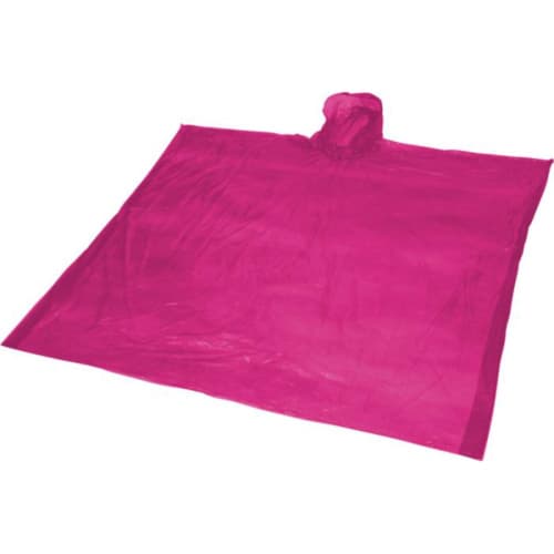 Custom-printed Disposable Rain Poncho in pink from Total Merchandise