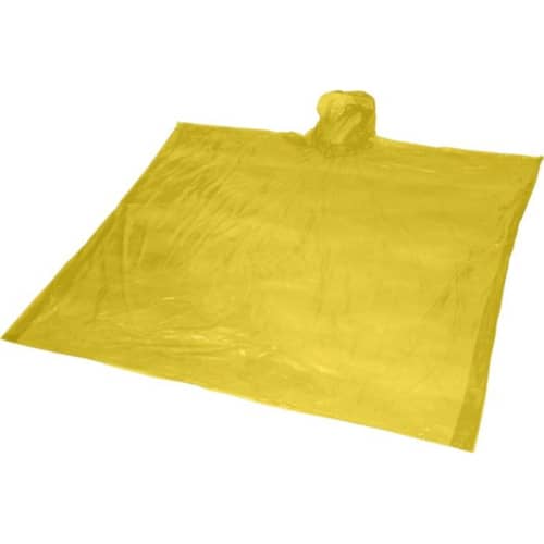 Logo printed disposable Rain Poncho with a promotional design from Total Merchandise - Yellow