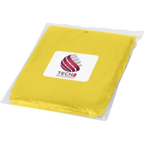 Custom branded Disposable rain Poncho with a printed design from Total Merchandise