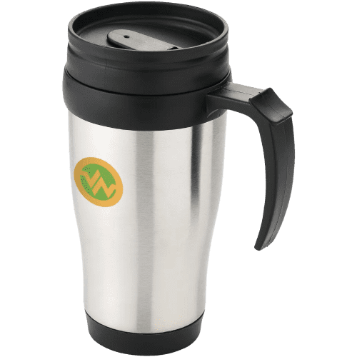 Promotional printed 400ml Insulated Travel Mug with a design from Total Merchandise