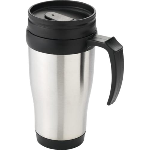 Logo branded 400ml Insulated Travel Mug with your customers design from Total Merchandise - Black/silver