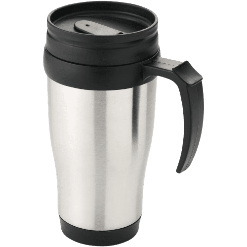 Logo branded 400ml Insulated Travel Mug with your customers design from Total Merchandise - Black/silver