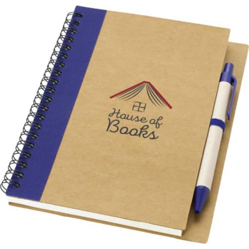 Logo-printed Recycled Notebook and Pen with a printed, debossed, or embossed design from Total Merchandise