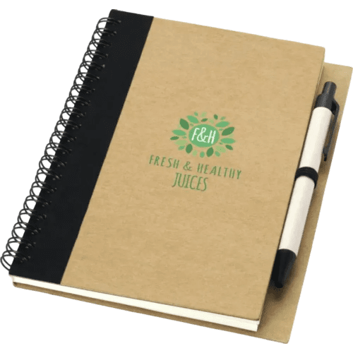 Printed Recycled Notebook And Pen with a promotional design from Total Merchandise