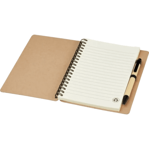 Open Recycled Notebook And Pen from Total Merchandise - printed design on the front