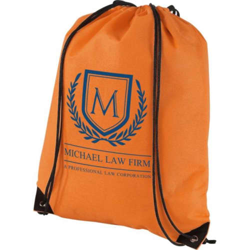 Logo printed Non-Woven Drawstring 5L Backpack in Orange printed with a company logo