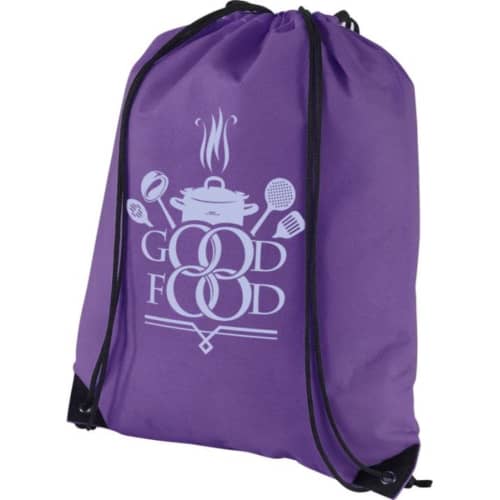 Personalisable Non-Woven Drawstring 5L Backpack in Lavendar printed with a company logo
