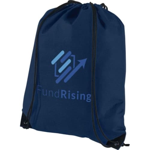 Custom printed Non-Woven Drawstring 5L Backpack in Navy printed with a company logo