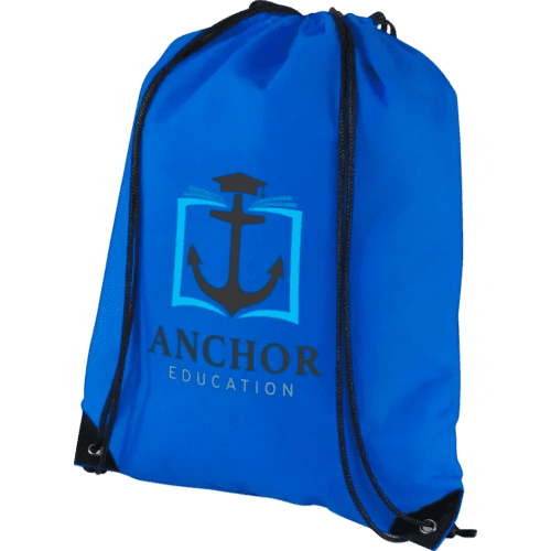Customisable Non-Woven Drawstring 5L Backpack in Royal Blue printed with a company logo