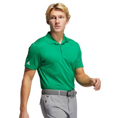 A lifestyle image of the promotional Adidas Performance Polo Shirt in Green from Total Merchandise