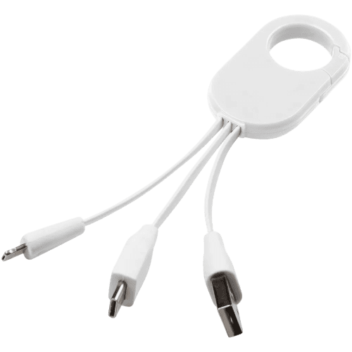 Promotional printed 3-in-1 Charging Cable with a design from Total Merchandise - White