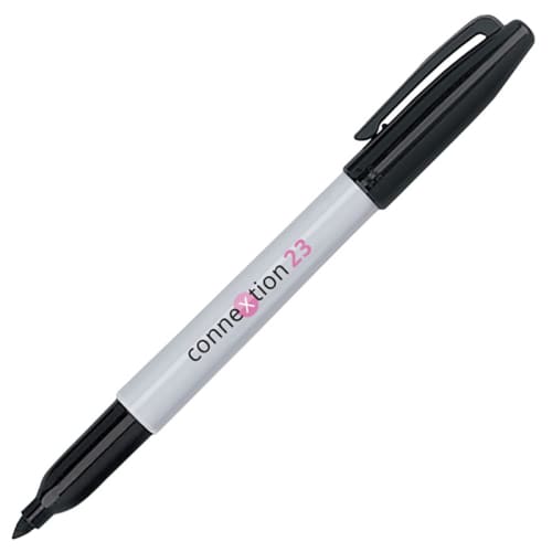 Custom branded Sharpie® Fine Point Marker in Solid Black/White printed with a company logo