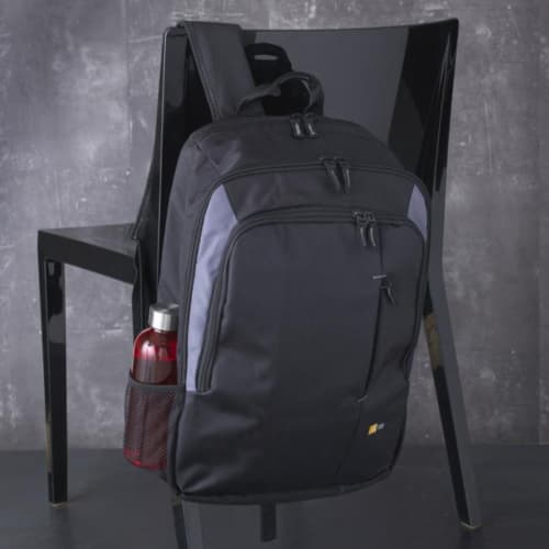 A lifestyle image of the Case Logic Reso 17" Laptop Backpack in Black from Total Merchandise