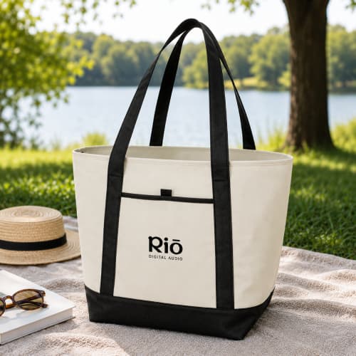 Lifestyle image of the Lighthouse Non-Woven Cooler Tote by Total Merchandise