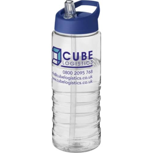 Customisable H2O Active® Treble 750 ml Spout Lid Sports Bottle in Transparent/Blue