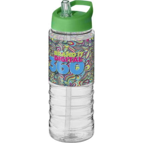 Personalisable H2O Active® Treble 750 ml Spout Lid Sports Bottle in Transparent/Green