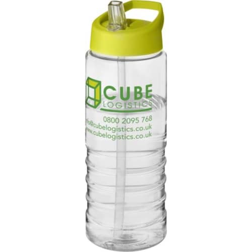 Branded H2O Active® Treble 750 ml Spout Lid Sports Bottle in Transparent/Lime