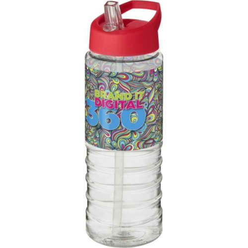 Logo printed H2O Active® Treble 750 ml Spout Lid Sports Bottle in Transparent/Red