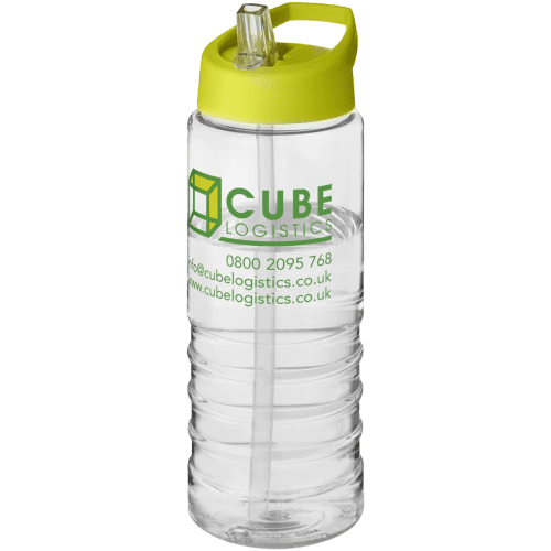 Branded H2O Active® Treble 750 ml Spout Lid Sports Bottle in Transparent/Lime