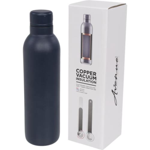 Logo-printed Thor 510 ml Copper Vacuum Insulated Water Bottle with a design from Total Merchandise - Blue