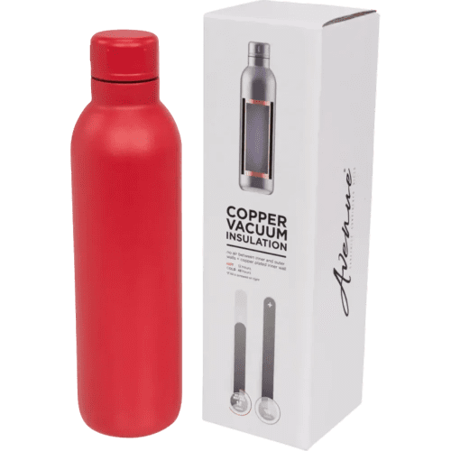 Custom branded Thor 510 ml Copper Vacuum Insulated Water Bottle with a design from Total Merchandise - Red