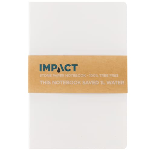 Branded Impact Soft Cover A5 Stone Paper Notebook with a design from Total Merchandise - White