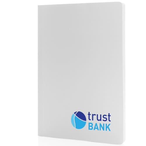 Logo printed Impact Soft Cover A5 Stone Paper Notebook with a design from Total Merchandise