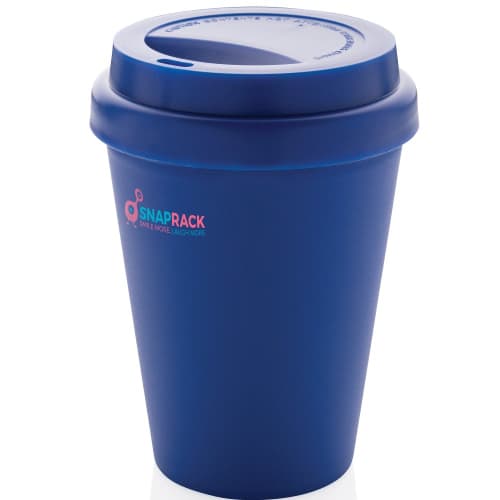 Branded Reusable Double Walled Coffee Cup with a promotional printed design from Total Merchandise