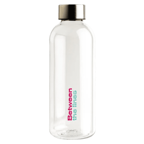 Water Bottle With Metallic Lid in Clear