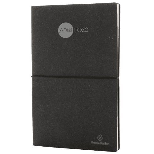 Custom A5 RecycledLeather Notebook with a printed design from Total Merchandise