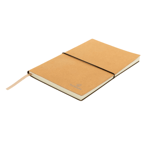 Logo-printed A5 Recycled Leather Notebook with a printed design from Total Merchandise