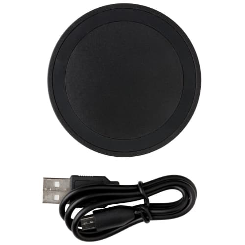 Custom 5W Round Wireless Charging Pad with a design from Total Merchandise