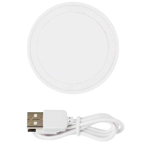 Branded 5W Round Wireless Charging Pad with a design from Total Merchandise