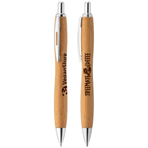 Logo-branded Bamboo Sophisticate Chrome Pen with an engraved design from Total Merchandise