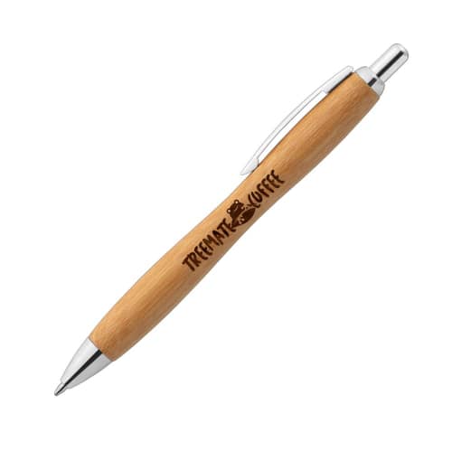 Custom branded Bamboo Sophisticate Chrome Pen with an engraved design from Total Merchandise