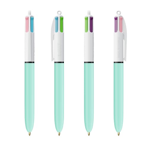 Logo Printed BIC 4 Colour Fashion Ballpens in Light Blue/White from Total Merchandise