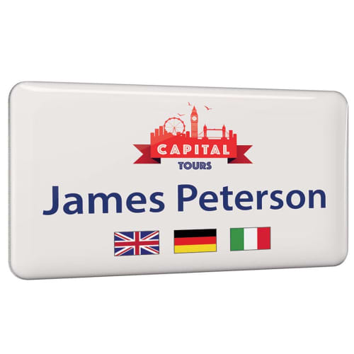 Metal Staff Name Badges with Magnetic Fitting in White