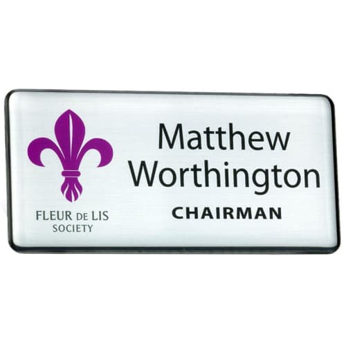 Metal Staff Name Badges with Magnetic Fitting in Silver Satin