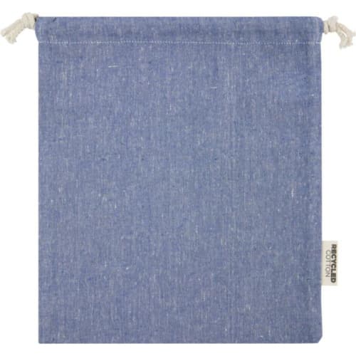 Customisable Medium Pheebs GRS recycled cotton gift bag in Heather Blue from Total Merchandise