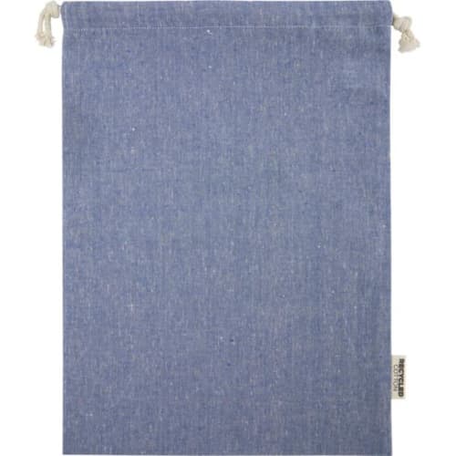 Personalisable Large Pheebs GRS recycled cotton gift bag in Heather Blue from Total Merchandise